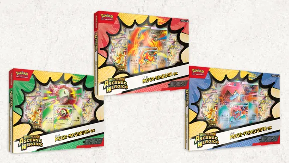 Ascenso Heróico - Tercia de Caja Mega Meganium, Emboar y Feraligatr ex - Español